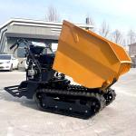 Steel Chassis Gasoline Fuel Small Tracked Dump Truck 500kg Adjustable Speed