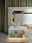 Mid Century Solid Modern Bedroom Suite With Home Cherry Light Dresser King Bed