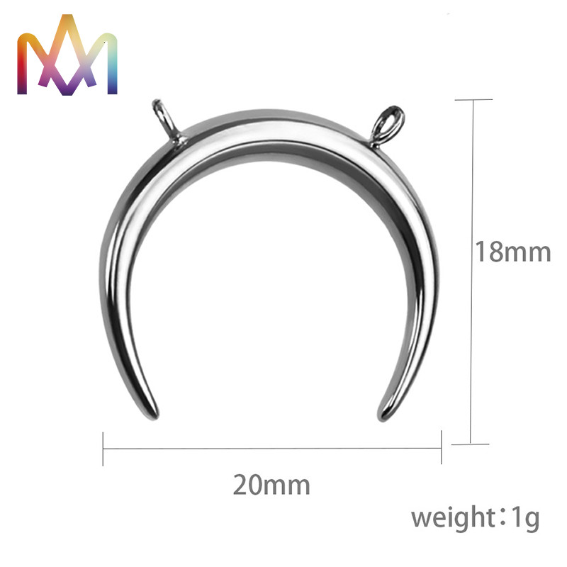 Double Holes SS304 Crescent Moon Charms For DIY Necklace Making