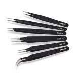 110mm Black Electronics Phone Repair Anti Static Esd Safe Tweezers