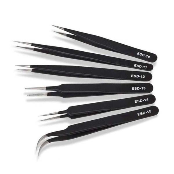 110mm Black Electronics Phone Repair Anti Static Esd Safe Tweezers