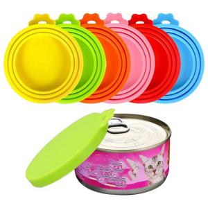 China Portable Durable Silicone Cat Food Lids , Nontoxic Silicone Pet Food Can Cover on sale