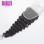 HD Transparent 100% Human Hair Lace Closure Deep Wave Customized Length