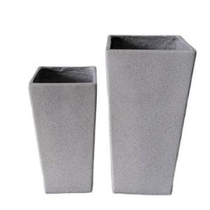 Wholesale Set 2 Square Shape Fiber Stone Flower Pot Garden Pot Size 1 30*30*60cm Weight 8kg from china suppliers