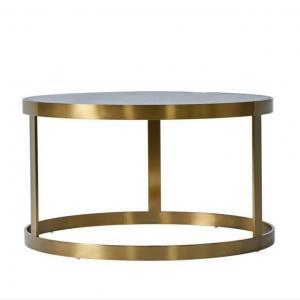 China Stone Top Round Coffee Table With Metal Frame Base on sale