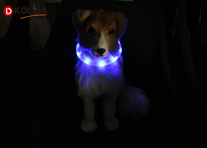 Green / Pink / Blue Safety Night IP65 LED Pet Dog Collar And Necklace Size S M L