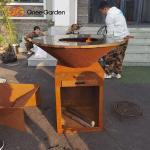 Pre Weathered Corten Steel Firepits Charcoal Barbecue Pit Customizable Size
