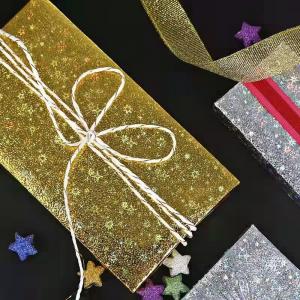 China Gold Silver Glitter Sparkly Gift Wrap Paper Roll Plastic Sheet 72cmx52cm on sale