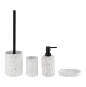 Wholesale Grey Terrazzo Bathroom Accessories Set Round For Bathroom Cleaning With Black Parts from china suppliers
