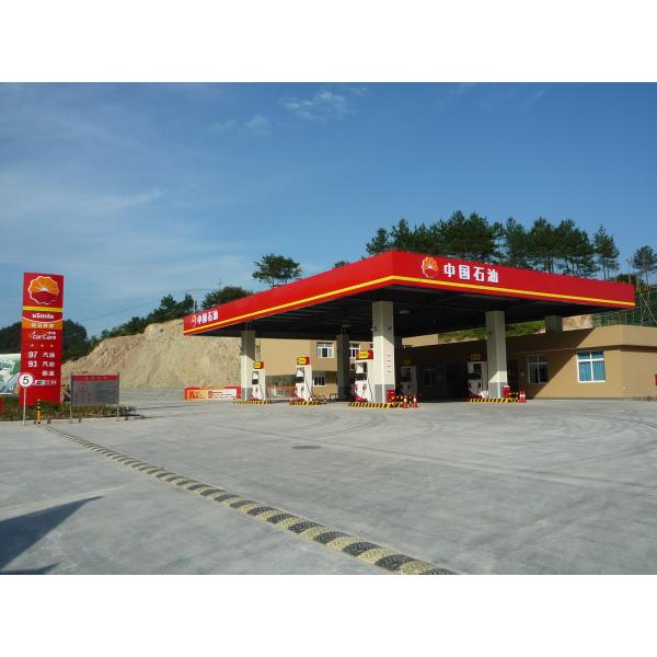 Q355 Petrol Gas Station Canopy Long Span Galvanization Inexpensive