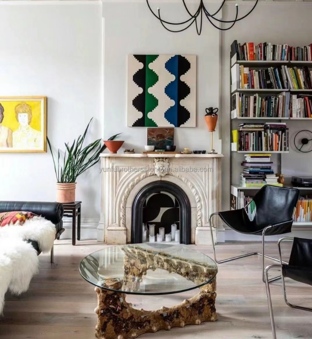 Customized Marble Mantel Fireplace Without Remote Control Perfect for Living Room or Vilar