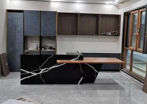 China Black And White engineered stone countertops Composite Stone Kitchen Worktops on sale