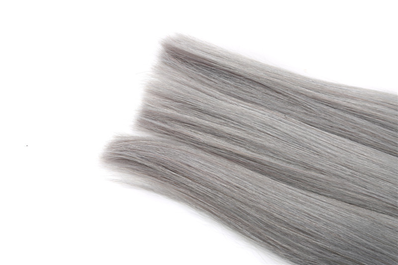8-24 Inches Stock hot selling grey color hair weft 100% brazilian virgin human hair
