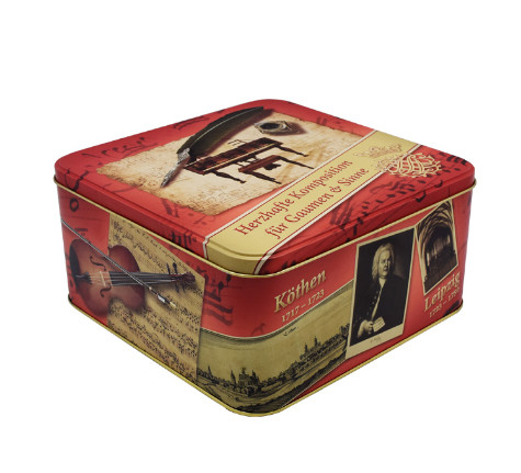 CMYK Square Biscuit Tin Box With Lid Food Storage Container