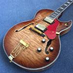 Hollow body L-5 jazz electric guitar,Full color strip edge,Burst color Quilte