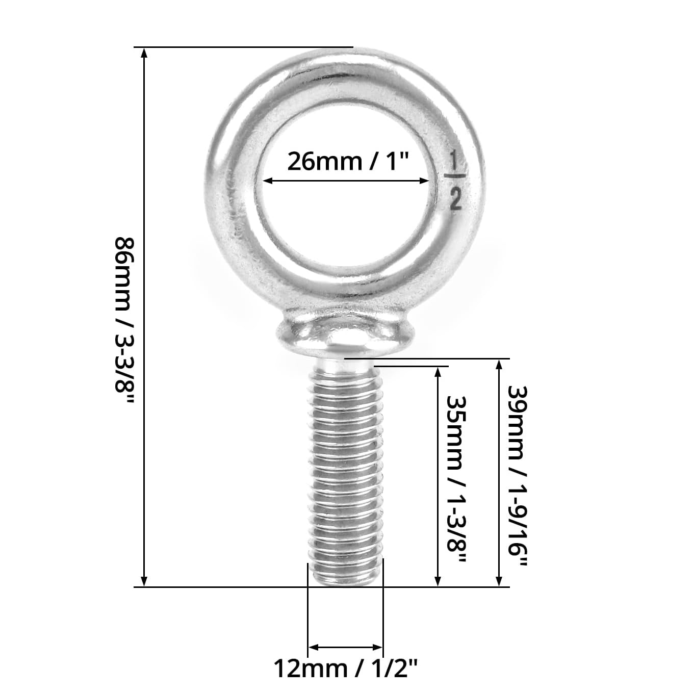 Plain Finish Stainless Steel 304 Eye Bolt For Ringing High Functionality