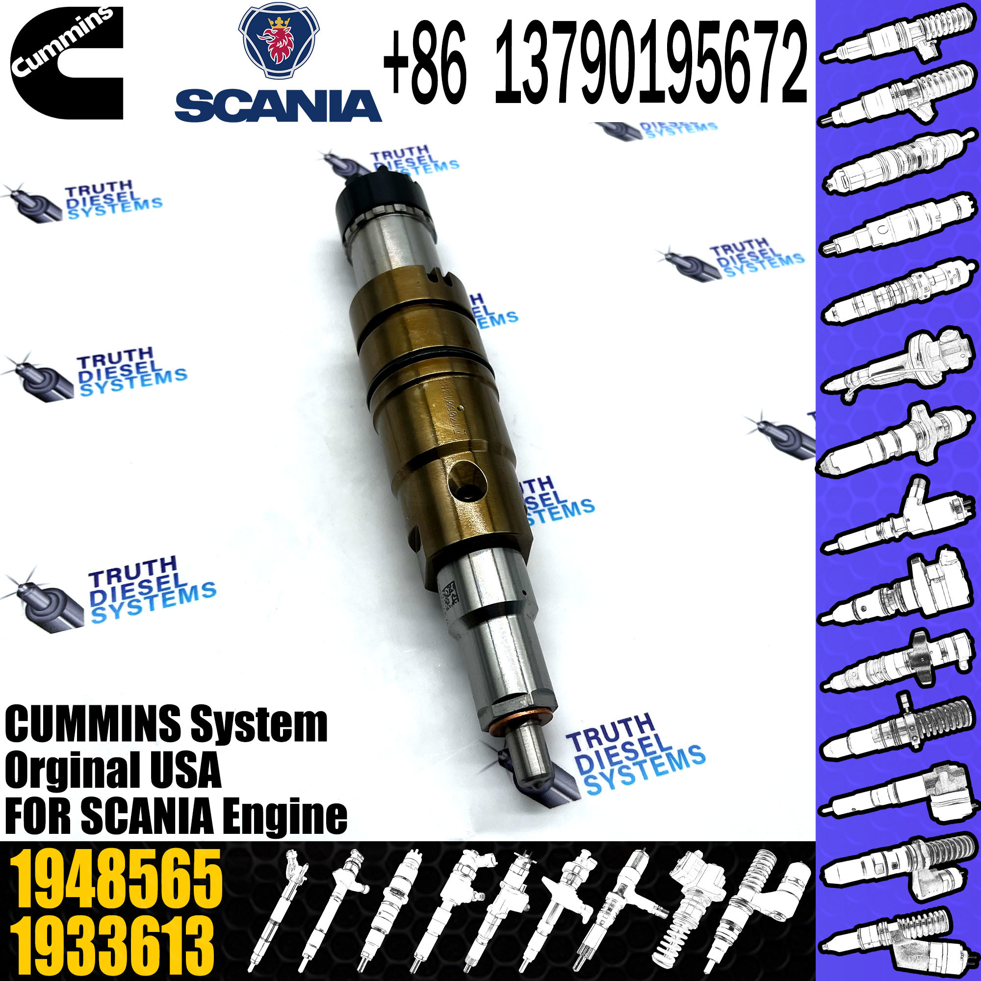 Diesel Fuel Injector for 2482244 1948565 2029622 2086663 2057401 2031836 2488244 2897320 For Cummins ISX 15 Engine