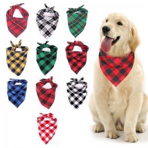 Wholesale Custom Printed Red Plaid Dog Scarf Spring Flowers Large Dog Bibs from china suppliers