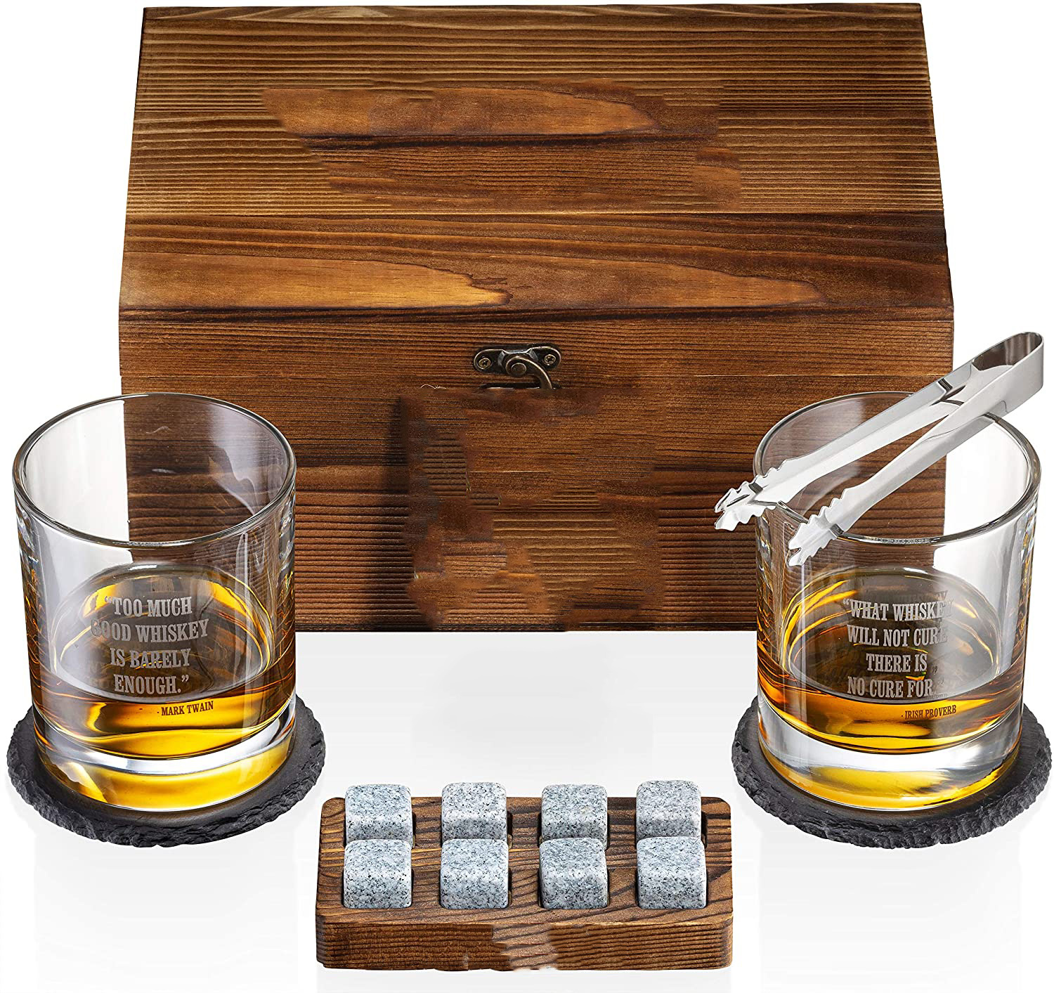 Luxury Wooden Cocktail Box Kit Thanksgiving Whiskey Glass And Stone Set