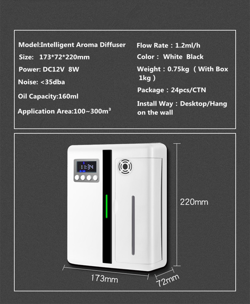 HOMEFISH 160ml Waterless Scent Diffuser Bluetooth Wall-Mounted Fragrance Machine Smart Scent Diffuser For Hotel