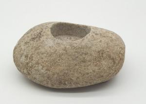 Wholesale Natural River Stone Candle Holders , Stone Tea Light Holder Backside With Pads from china suppliers