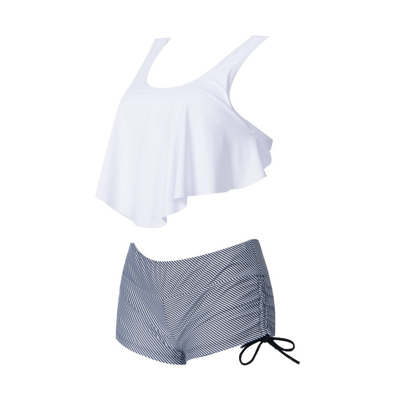 Tiered Layer Tie a Knot Front Top With Low waist Bikini swimsuit high cut