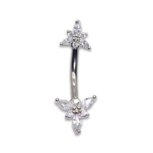 Wholesale Flower Double Belly Button Piercing Jewelry 12mm 316 Stainless Steel from china suppliers