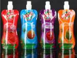 Custom Logo Printed Bottle Foldable Drinking Collapsible Water Bag,16oz BPA free