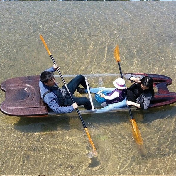 double sit on top clear canoe/plastic transparent kayak,clear boat with decent design,small plastic boats