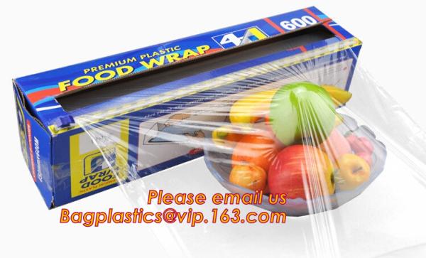 Extended plastic cling wrap pe pvc food film with customized logo, wholesale