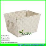 LDKZ-022 popular brown strap woven basket double woven storage box with hinged