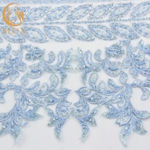 Wholesale African Pale Blue 3D Embroidery Lace Fabric Handmade For Party Dresses from china suppliers