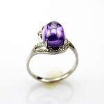 Women Jewelry 925 Silver Ring with 8mmx10mm Oval Blue Topaz Cubic Zircon(F13)