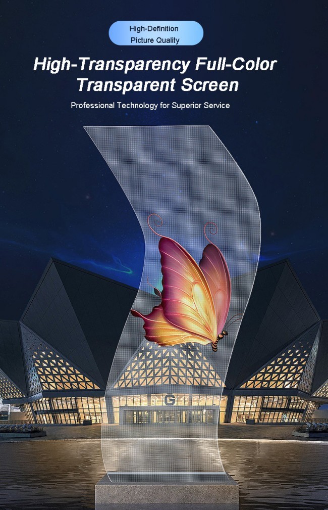 Building Facade Advertising High Brightness Outdoor Transparent LED Display Screen with Aluminum Alloy Frame