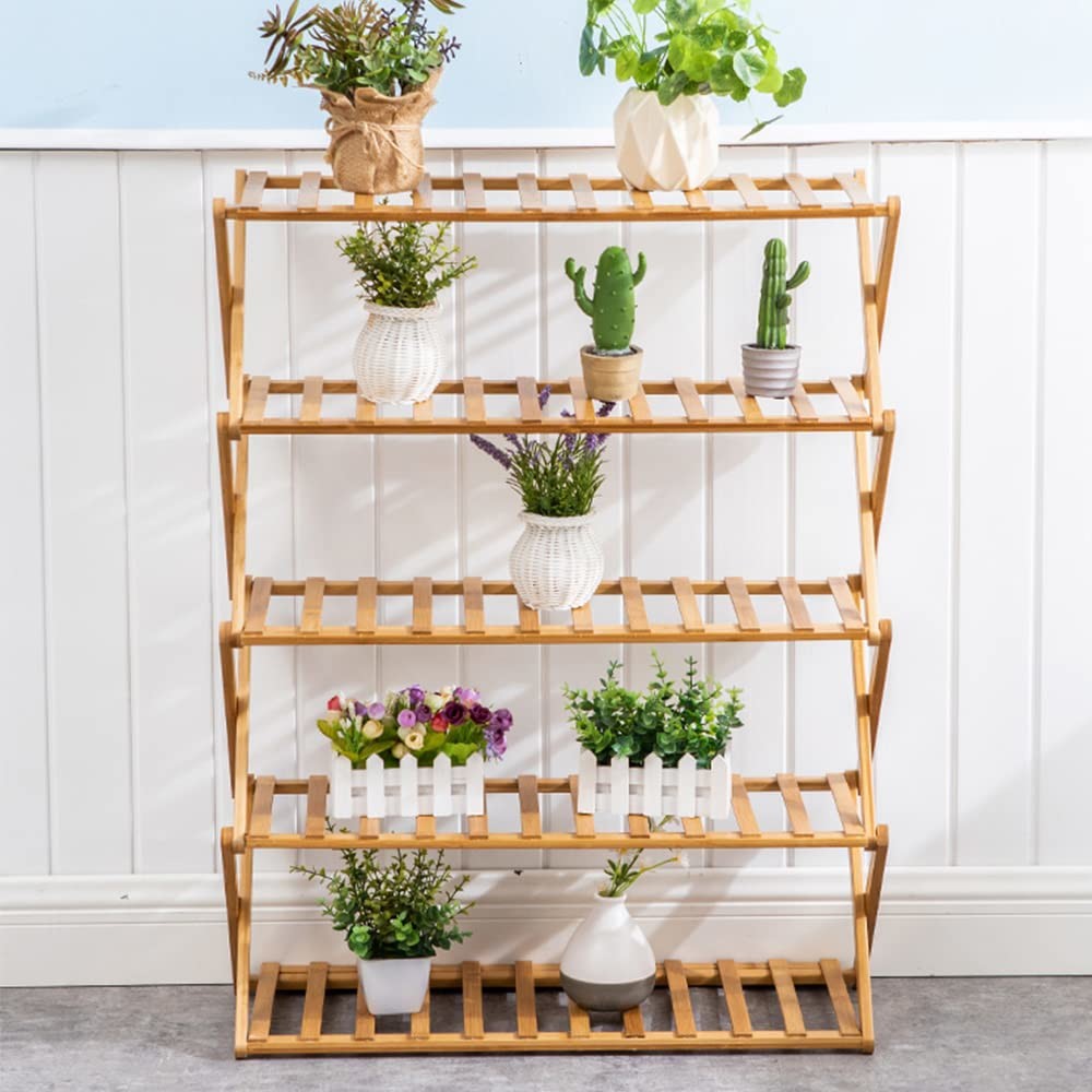 Bamboo Wood Foldable Free Installation 4 Tier Shoe Storage Shelf