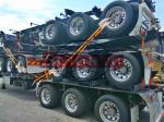 Container 48 FT Flatbed Trailer , Standard FUWA Tri Axle Flatbed Trailer