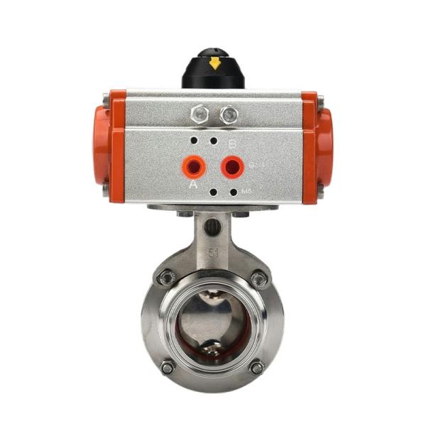 Low Temperature DN25 1 inch Tri Clamp Pneumatic Actuated Sanitary Butterfly