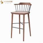 Solid Wood Mid Century Modern Bar Stools Set Of 2 Comfortable 75cm Height