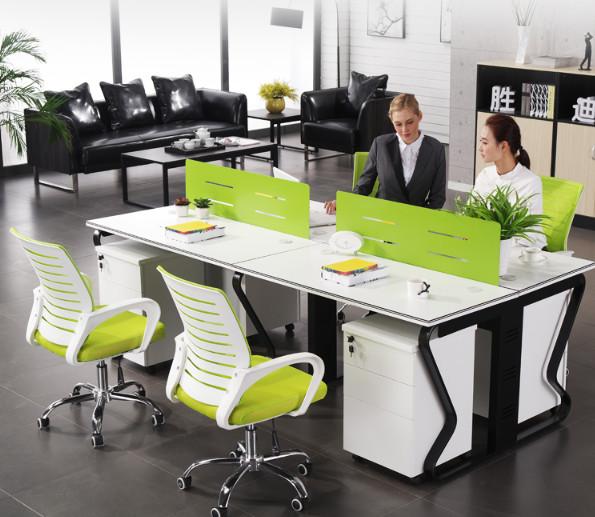 Acid Pickling Surface Steel Office Furniture 4 Work Station Partition Desk
