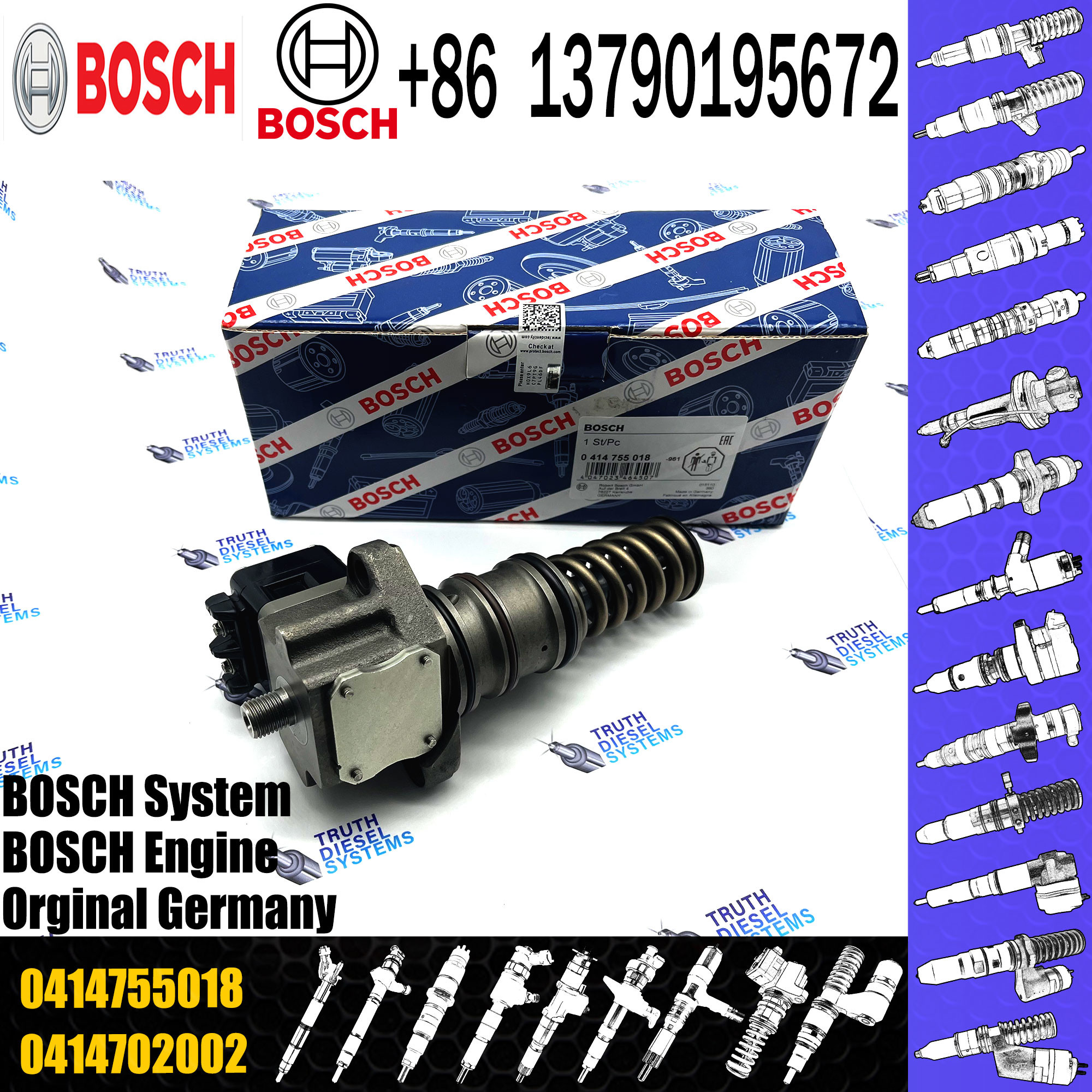 Common Rail Diesel Engine Fuel Injection Unit Pump 0414799005 0986445013 0414755018