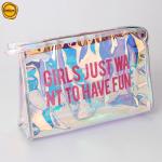 Colorful PVC Holographic Toiletry Bag Clear Plastic Zippered Cosmetic ISO9001