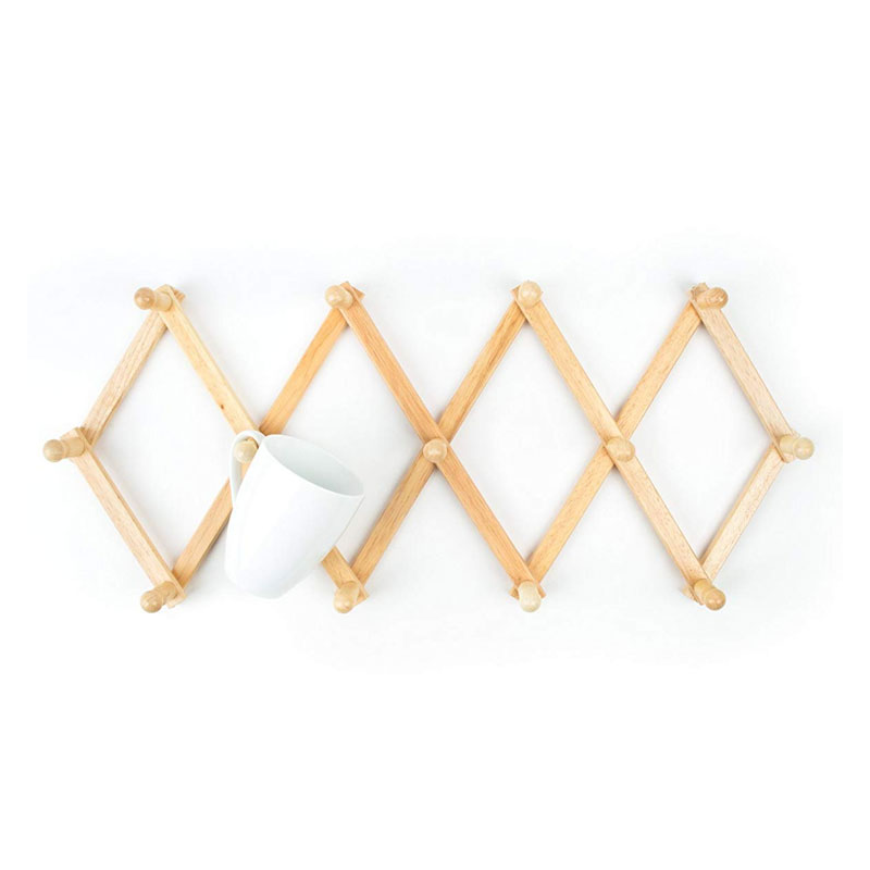 Functional Bamboo Accordion Style Wall Mounted Hook for Organizing Behind Doors/Walls