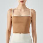 Polyester Contrast Women With Cushion Summer Wear Suspenders Fitness Top