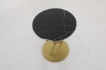 Sleek Marble End Table With Stainless Steel Base Antique Design