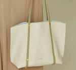 Irremovable Strap Fan Shaped Bag 37cm 27cm Cowhide Leather Tote Bag