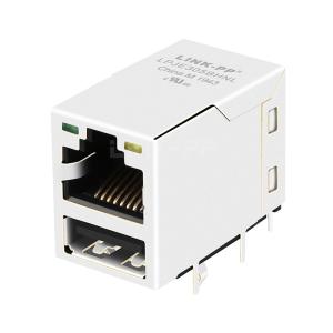 Wholesale LPJE305BHNL Green/Yellow LED Tab Up Single USB RJ45 Connector Without Integrated Magnetics from china suppliers