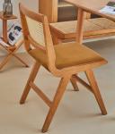 Home Furniture Lacquered Finish Solid Wood Dining Chair With Cushion And Natural