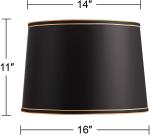 300*200mm Hardback Lamp Shade 2 Way Reversible Black Drum 2 Gold Line