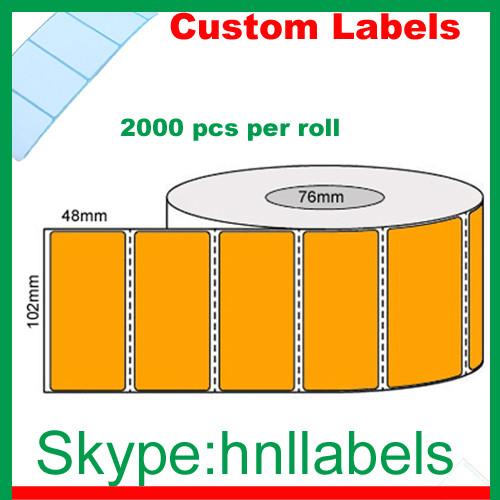 Thermal Transfer Labels 102mmX48mm/1 Orange Transfer Roll Perm,Perfs,2,000Lpr