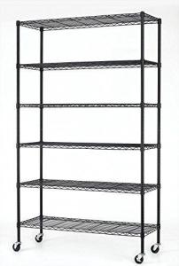 Wholesale Six Tier Height Adjustable Utility Steel Wire Unit In Supermarket / Black Shelf Organizer from china suppliers